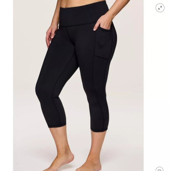 RBX BLACK CROPPED LEGGINGS - 1X - Picture 1 of 5